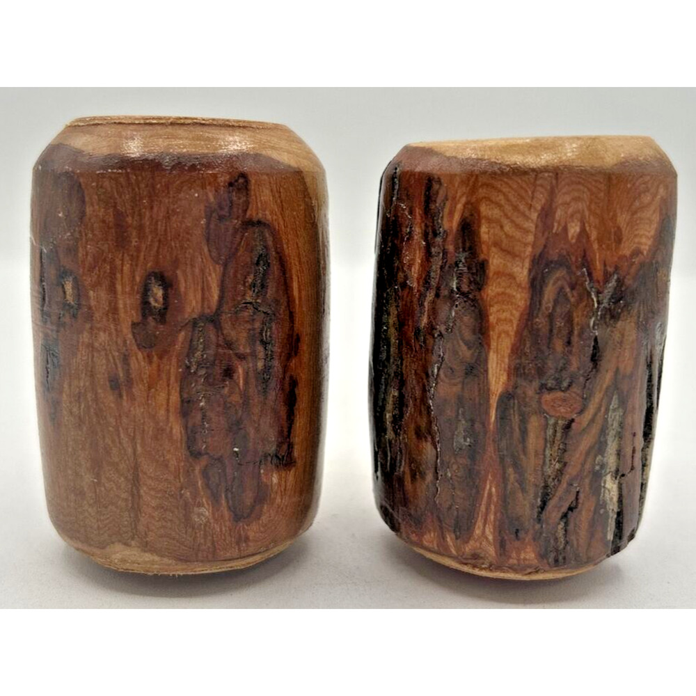 Vintage Retro Salt and Pepper Shakers Carved Wood U260/51